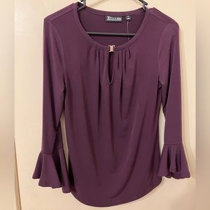 NWT New York and company size extra small purple long sleeve bell sleeve blouse